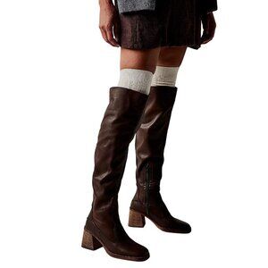 Free People Womens Boots Size 37 Brown Brianna Over the Knee Leather New